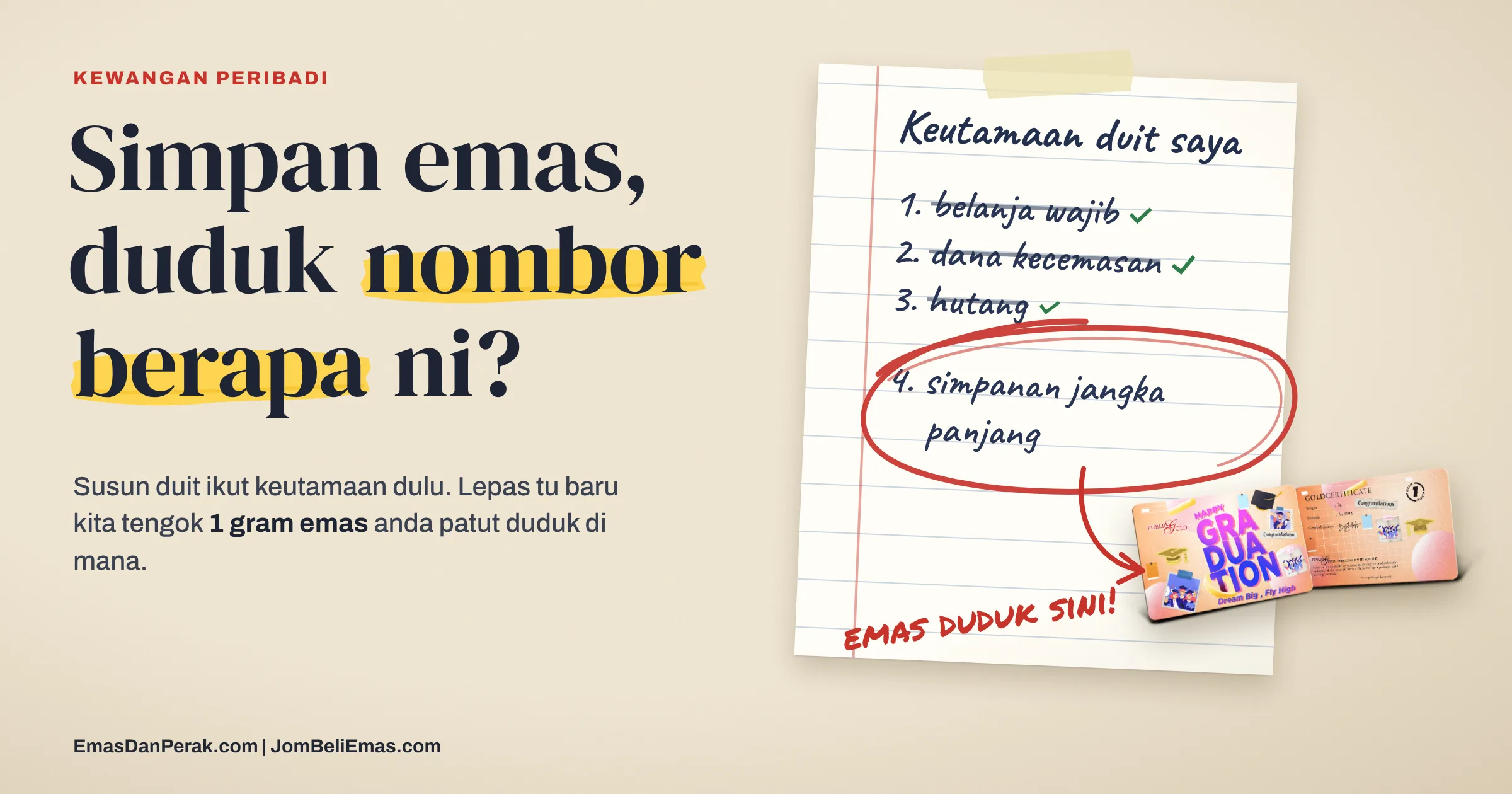 Simpan Emas Dalam Kewangan Peribadi, Duduk Nombor Berapa Ni?
